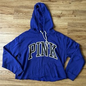 PINK dark blue fleece hoodie sweatshirt